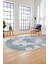 Sade Klasik Desenli Dijital Kaymaz Yıkanabilir Oval Yolluk Salon Halısı, O-Klasik-22-Mavi, 5
