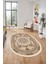 Modern Klasik Dijital Kaymaz Taban Yıkanabilir Oval Yolluk Salon Halısı, O-Klasik-17-Kahve, 3