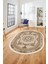 Modern Klasik Dijital Kaymaz Taban Yıkanabilir Oval Yolluk Salon Halısı, O-Klasik-17-Kahve, 5