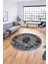 Klasik Desenli Dijital Kaymaz Taban Yıkanabilir Yuvarlak Mutfak Salon Halısı, Y-Klasik-11-Antrasit, 3