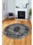 Klasik Desenli Dijital Kaymaz Taban Yıkanabilir Yuvarlak Mutfak Salon Halısı, Y-Klasik-11-Antrasit, 4