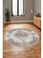 Sade Klasik Desenli Dijital Kaymaz Yıkanabilir Yuvarlak Mutfak Salon Halısı, Y-Klasik-22-Kahve, 2