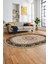 Klasik Desenli Dijital Kaymaz Yıkanabilir Oval Yolluk Koridor Salon Halısı, O-Klasik-21-Krem, 1