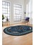 Renkli Klasik Desen Dijital Kaymaz Yıkanabilir Oval Yolluk Salon Halısı, O-Klasik-26-Lacivert, 4