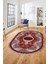 Göbekli Klasik Desen Dijital Kaymaz Yıkanabilir Oval Yolluk Mutfak Salon Halısı, O-Klasik-24-Bordo, 4
