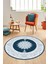 Baskılı Kaymaz Yıkanabilir Göbekli Klasik Desen Yuvarlak Mutfak Salon Halısı, Y-Klasik-03-Mavi, 3