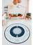 Baskılı Kaymaz Yıkanabilir Göbekli Klasik Desen Yuvarlak Mutfak Salon Halısı, Y-Klasik-03-Mavi, 4