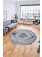 Baskılı Kaymaz Yıkanabilir Çerçeveli Klasik Desen Yuvarlak Mutfak Salon Halısı, Y-Klasik-05-Mavi, 4