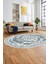 Baskılı Kaymaz Yıkanabilir Klasik Desenli Oval Yolluk Mutfak Salon Halısı, O-Klasik-09-Mavi, 4