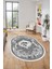 Çiçekli Klasik Dijital Kaymaz Taban Yıkanabilir Oval Yolluk Salon Halısı, O-Klasik-16-Gri, 4