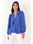 Regular Fit V Yaka Balon Kol Bluz Bayan Bluz 611BZ0353 3