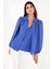 Regular Fit V Yaka Balon Kol Bluz Bayan Bluz 611BZ0353 5