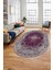 Baskılı Kaymaz Yıkanabilir Göbekli Klasik Desen Oval Yolluk Salon Halısı, O-Klasik-07-Mor, 4