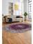Baskılı Kaymaz Yıkanabilir Göbekli Klasik Desen Oval Yolluk Salon Halısı, O-Klasik-07-Mor, 5