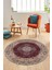 Baskılı Kaymaz Yıkanabilir Göbekli Klasik Desen Yuvarlak Salon Halısı, Y-Klasik-07-Bordo, 2