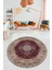 Baskılı Kaymaz Yıkanabilir Göbekli Klasik Desen Yuvarlak Salon Halısı, Y-Klasik-07-Bordo, 3