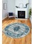 Klasik Desenli Dijital Kaymaz Taban Yıkanabilir Yuvarlak Mutfak Salon Halısı, Y-Klasik-11-Mavi, 4