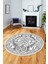 Baskılı Kaymaz Yıkanabilir Klasik Desenli Yuvarlak Mutfak Salon Halısı, Y-Klasik-09-Gri, 4