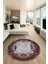 Baskılı Kaymaz Yıkanabilir Renkli Klasik Desen Yuvarlak Salon Halısı, Y-Klasik-08-Bordo, 1