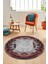 Baskılı Kaymaz Yıkanabilir Renkli Klasik Desen Yuvarlak Salon Halısı, Y-Klasik-08-Bordo, 2