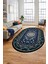 Şık Klasik Dijital Kaymaz Taban Yıkanabilir Oval Yolluk Mutfak Salon Halısı, O-Klasik-14-Mavi, 2