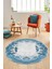 Baskılı Kaymaz Yıkanabilir Renkli Klasik Desen Yuvarlak Salon Halısı, Y-Klasik-08-Mavi, 2