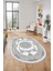 Modern Klasik Dijital Kaymaz Taban Yıkanabilir Oval Yolluk Salon Halısı, O-Klasik-17-Gri, 3