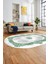 Sade Klasik Desen Dijital Kaymaz Taban Yıkanabilir Oval Yolluk Salon Halısı, O-Klasik-20-Yeşil, 2