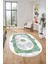 Sade Klasik Desen Dijital Kaymaz Taban Yıkanabilir Oval Yolluk Salon Halısı, O-Klasik-20-Yeşil, 3
