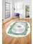 Sade Klasik Desen Dijital Kaymaz Taban Yıkanabilir Oval Yolluk Salon Halısı, O-Klasik-20-Yeşil, 5