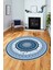 Göbekli Klasik Dijital Kaymaz Taban Yıkanabilir Yuvarlak Mutfak Salon Halısı, Y-Klasik-18-Mavi, 2