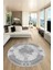 Sade Klasik Desenli Dijital Kaymaz Yıkanabilir Yuvarlak Mutfak Salon Halısı, Y-Klasik-22-Gri, 5