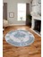 Sade Klasik Desenli Dijital Kaymaz Yıkanabilir Yuvarlak Mutfak Salon Halısı, Y-Klasik-22-Mavi, 4