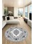 Klasik Desenli Dijital Kaymaz Yıkanabilir Yuvarlak Mutfak Salon Halısı, Y-Klasik-23-Gri, 5