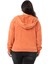 Büyük Beden Degaje Kapüşonlu Yaka Cepli Parça Boyalı Üç Iplik Turuncu Sweatshirt 3
