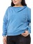 Büyük Beden Degaje Kapüşonlu Yaka Cepli Parça Boyalı Üç Iplik Mavi Sweatshirt 4