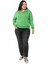 Büyük Beden Degaje Kapüşonlu Yaka Cepli Parça Boyalı Üç Iplik Yeşil Sweatshirt 2