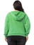 Büyük Beden Degaje Kapüşonlu Yaka Cepli Parça Boyalı Üç Iplik Yeşil Sweatshirt 3