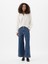 Kadın Koyu Mavi High Rise Wide-Leg Crop Jean Pantolon 1