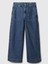 Kadın Koyu Mavi High Rise Wide-Leg Crop Jean Pantolon 3