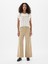 Kadın Bej High Rise Wide-Leg Crop Jean Pantolon 1