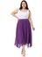 Büyük Beden Asimetrik Kesim Astarlı Mor Şifon Etek 1