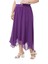 Büyük Beden Asimetrik Kesim Astarlı Mor Şifon Etek 5