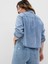 Kadın Açık Mavi Denim Crop Gömlek 5