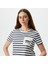 Kadın Beyaz Regular Fit Çizgili T-Shirt 45V715T.1BW 9