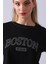 Boston Yazılı Crop Kadın T-Shirt 4