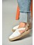 S404010106 Beyaz Dantel Kumaş Kadın Espadril Sandalet 5