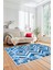 Modern Tasarım Etnik Desenli Dijital Kaymaz Yıkanabilir Yolluk Salon Halısı, Etnik-09-Mavi 1