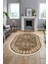 Dijital Kaymaz Yıkanabilir Etnik Desen Oval Yolluk Mutfak Salon Halısı, O-Etnik-03-Kahve, 3