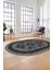 Dijital Kaymaz Yıkanabilir Şık Etnik Desen Oval Yolluk Mutfak Salon Halısı, O-Etnik-04-Gri, 1